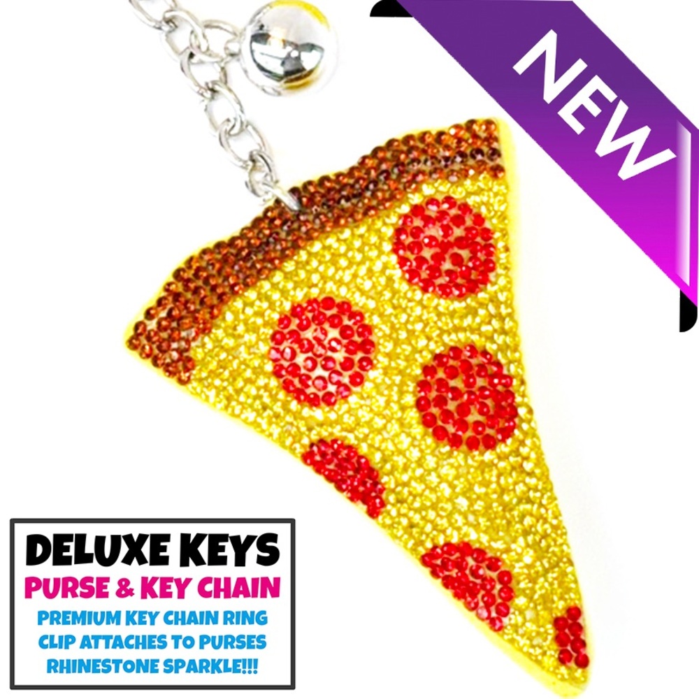 DeLuxe Keys Rhinestone Keychain/Purse Chain Pepperoni Pizza